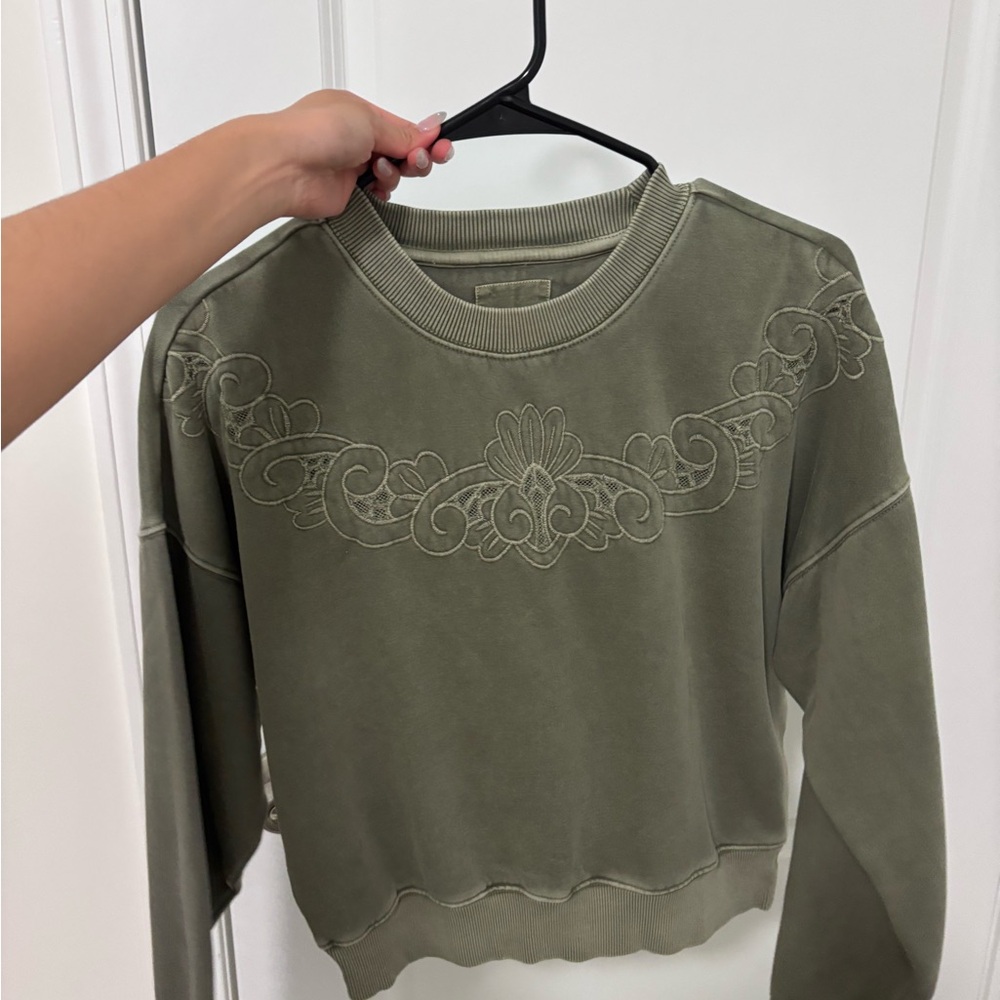 Olive Embroidered Sweatshirt